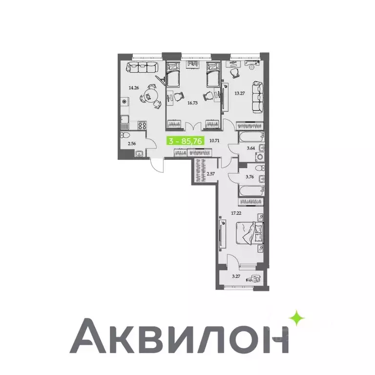 3-к кв. Архангельская область, Архангельск Троицкий просп., 110 (85.76 ... - Фото 0