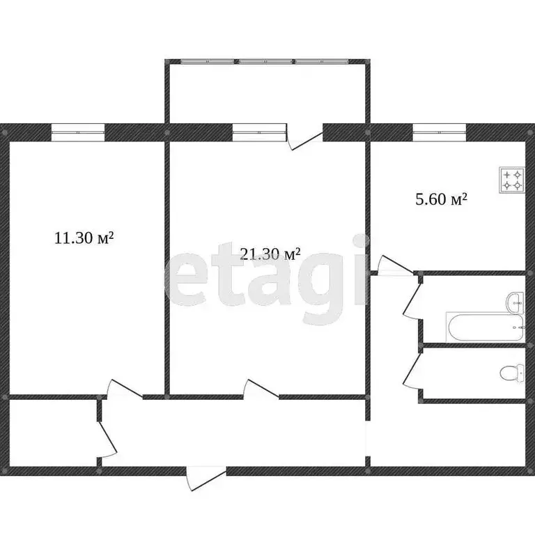 2-комнатная квартира: Тобольск, 4-й микрорайон, 8 (44.3 м) - Фото 1