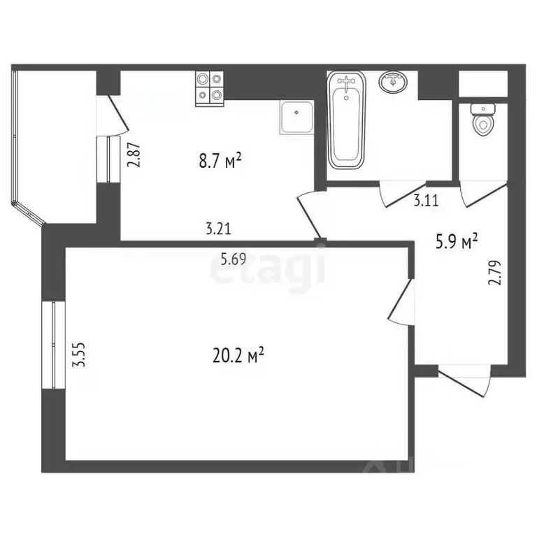 1-к кв. Ханты-Мансийский АО, Когалым ул. Дорожников, 7 (39.3 м) - Фото 1