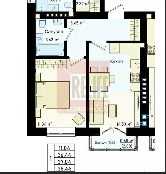 1-к кв. Калининградская область, Калининград ул. Сержанта Мишина, 83к1 ... - Фото 2