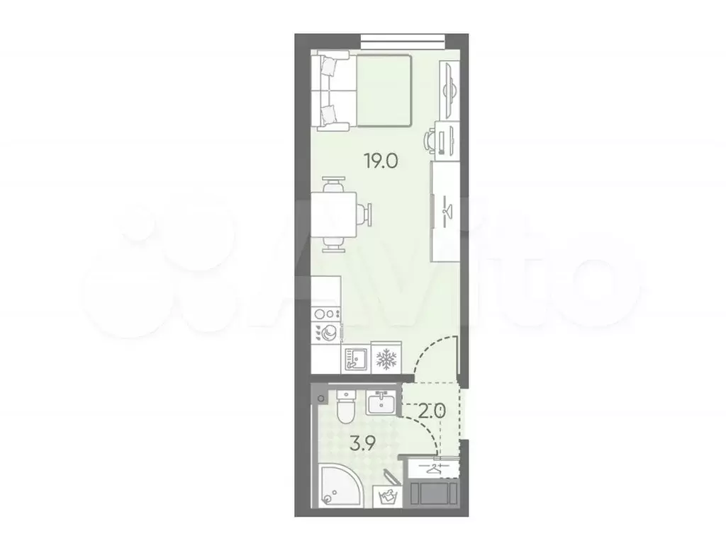 Квартира-студия, 24,9 м, 20/25 эт. - Фото 0