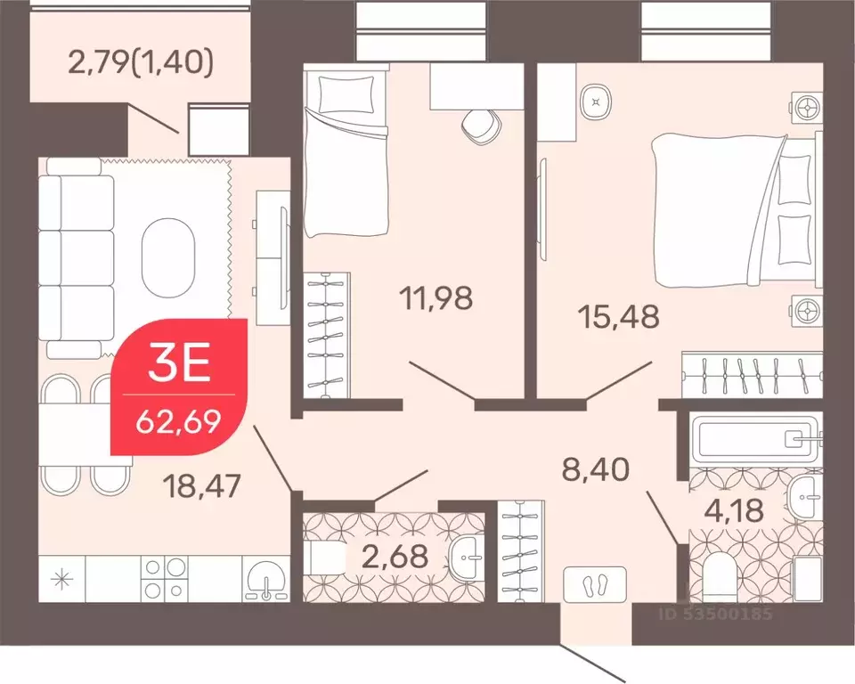 2-к кв. Забайкальский край, Чита Романовский мкр, 32 (62.69 м) - Фото 0