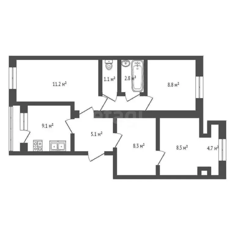 4-комнатная квартира: Вологда, Долгий переулок, 8 (60.6 м) - Фото 1