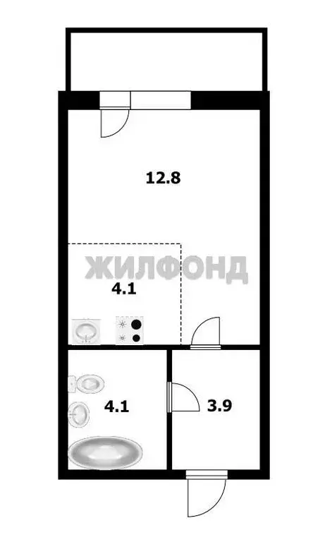 1-комнатная квартира: Новосибирск, Автогенная улица, 75 (29.2 м) - Фото 0