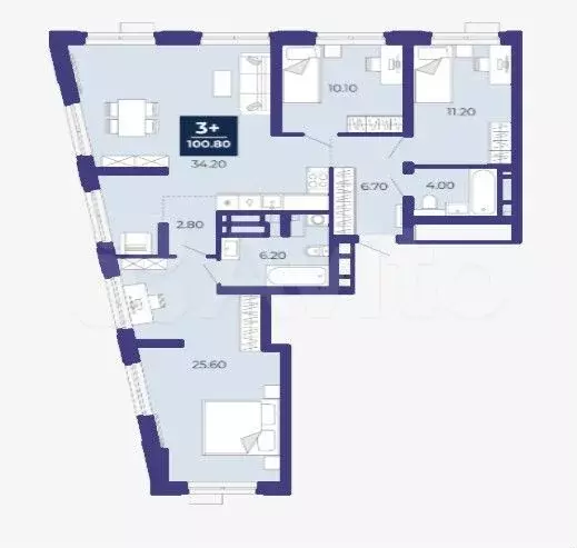 3-к. квартира, 100 м, 13/24 эт. - Фото 1