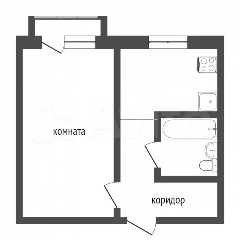 1-к. квартира, 29 м, 4/5 эт. - Фото 0