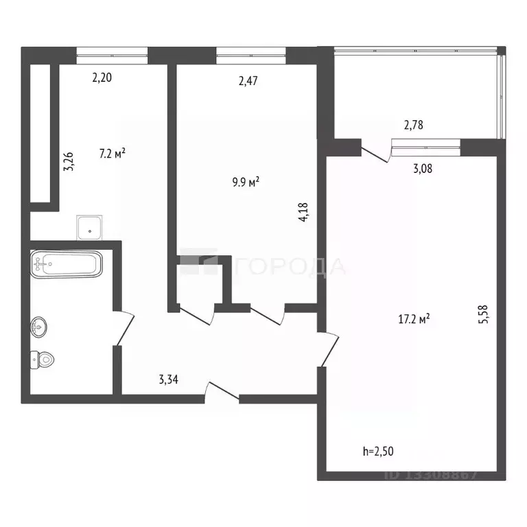 2-к кв. Кемеровская область, Новокузнецк ул. Кирова, 97 (43.0 м) - Фото 1