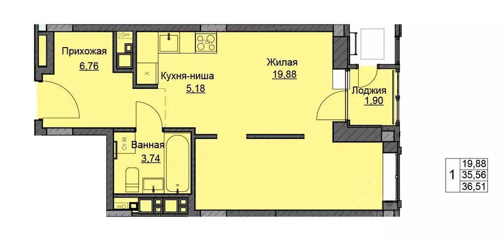 1-к кв. Удмуртия, Ижевск ул. Чехова, 46 (36.51 м) - Фото 1