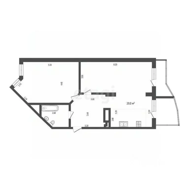 2-к кв. Тюменская область, Тюмень ул. Малыгина, 90 (87.0 м) - Фото 1