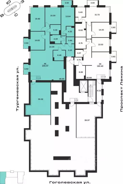 4-к кв. Тульская область, Тула Гоголевская ул., 43 (205.57 м) - Фото 1