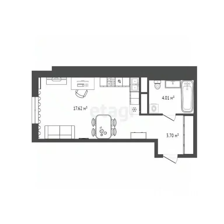 Студия Тюменская область, Тюменский район, с. Горьковка ул. Светлая, ... - Фото 0