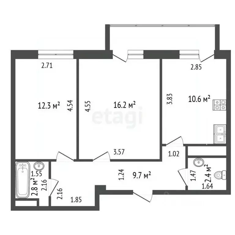 2-к кв. Крым, Саки ул. Набережная (54.0 м) - Фото 2