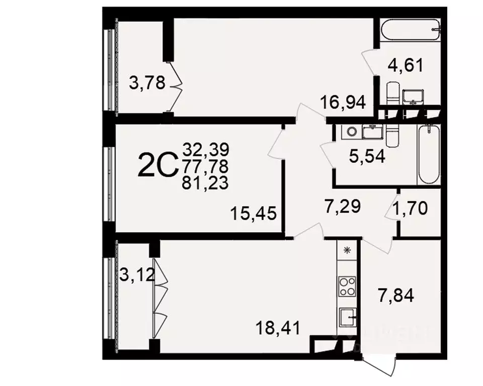 2-к кв. Тульская область, Тула пос. Горелки, Время жилой комплекс ... - Фото 1