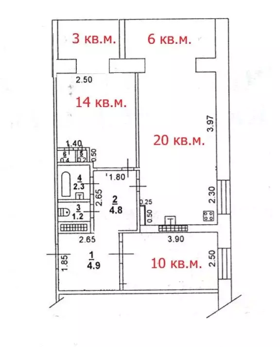 3-к кв. Ростовская область, Ростов-на-Дону Пушкинская ул., 215 (67.0 ... - Фото 1