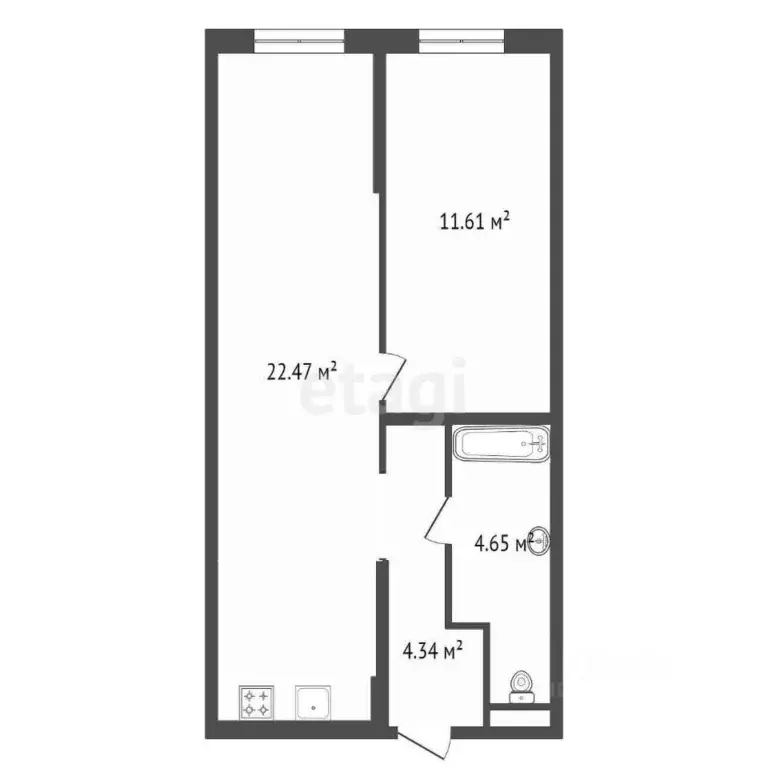 1-к кв. Тюменская область, Тюмень ул. Краснооктябрьская, 8 (43.57 м) - Фото 2