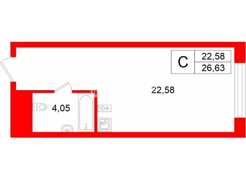Квартира-студия: Санкт-Петербург, проспект Энергетиков, 8к2 (26.6 м) - Фото 1