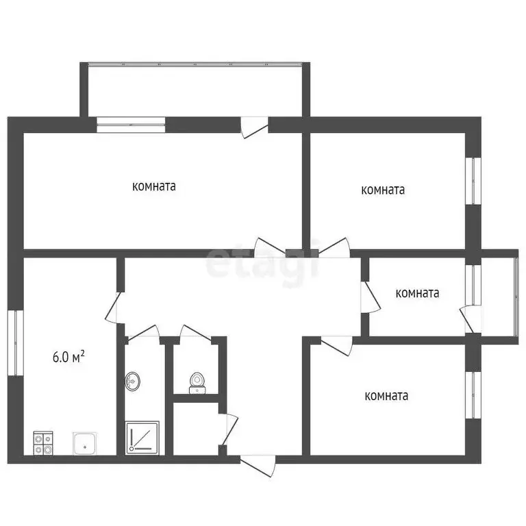 4-комнатная квартира: Камышлов, улица Дзержинского, 13 (78.8 м) - Фото 1