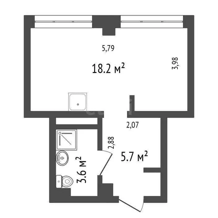 Квартира-студия: Красноярск, улица Партизана Железняка, 40Б (27.6 м) - Фото 1
