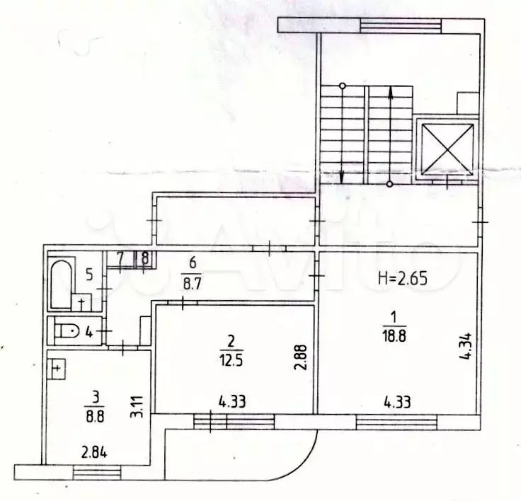 2-к. квартира, 53,2 м, 3/9 эт. - Фото 0