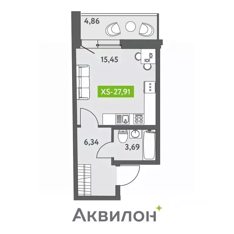 Студия Санкт-Петербург бул. Головнина, 4 (27.2 м) - Фото 0