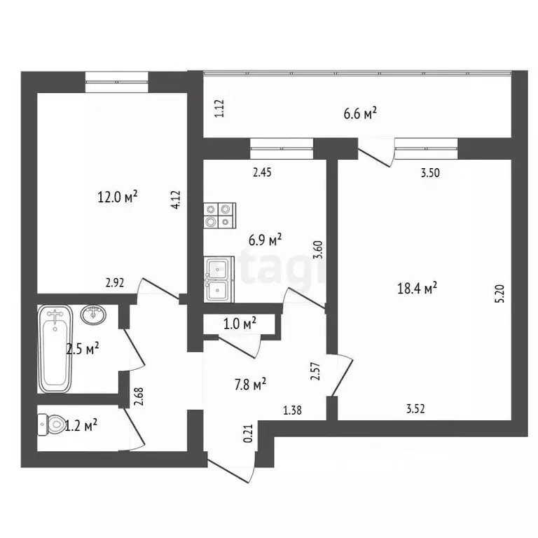 2-к кв. Башкортостан, Стерлитамак ул. Худайбердина, 27 (49.8 м) - Фото 2