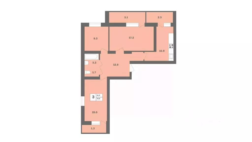 3-к кв. Башкортостан, Уфа Дагестанская ул., лит12 (76.8 м) - Фото 1