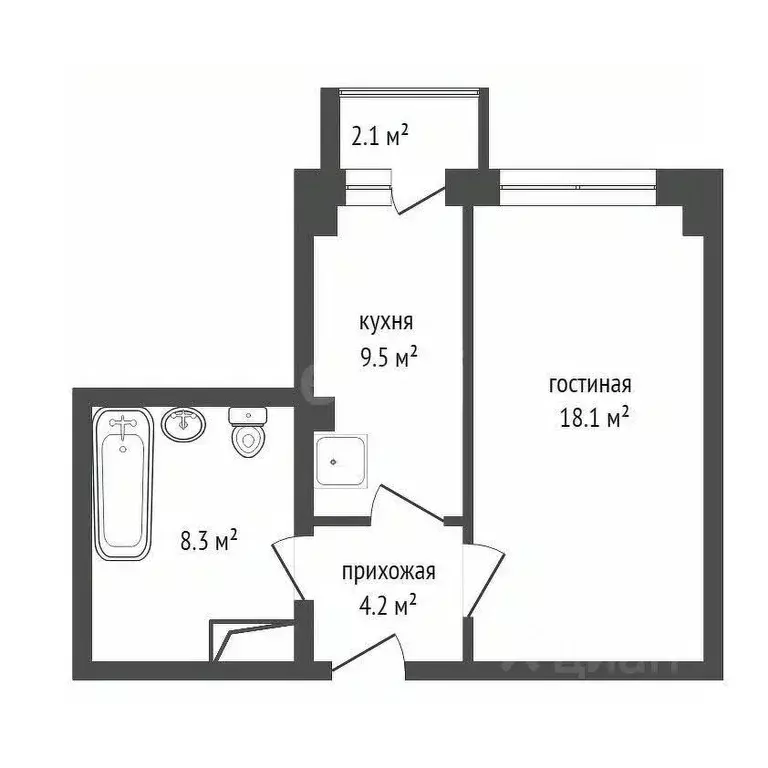 1-к кв. Красноярский край, Красноярск Соколовская ул., 80А (39.5 м) - Фото 2