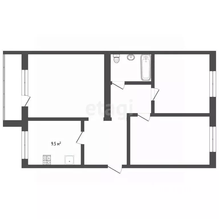 3-к кв. Тюменская область, Тюмень ул. Кузнецова, 16 (62.8 м) - Фото 1