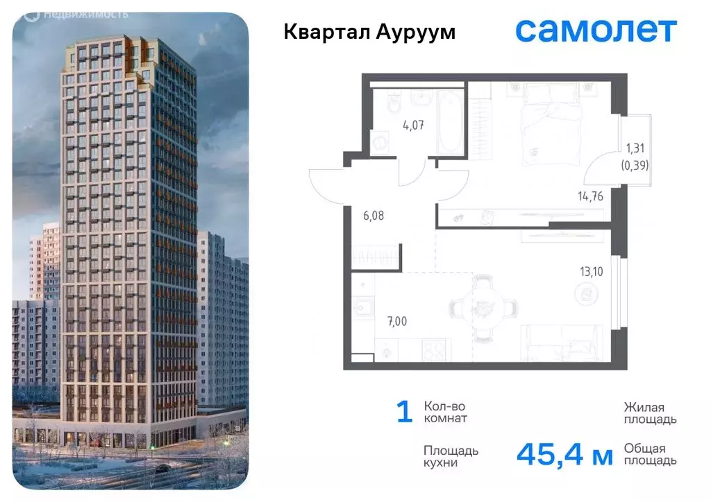 1-комнатная квартира: Екатеринбург, жилой район Пионерский (36.04 м) - Фото 0