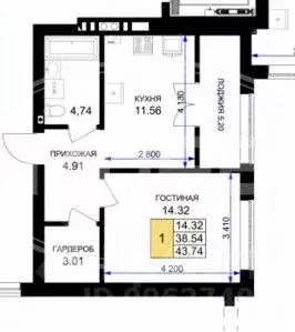1-к кв. Калининградская область, Гурьевск ул. Героя России ... - Фото 2