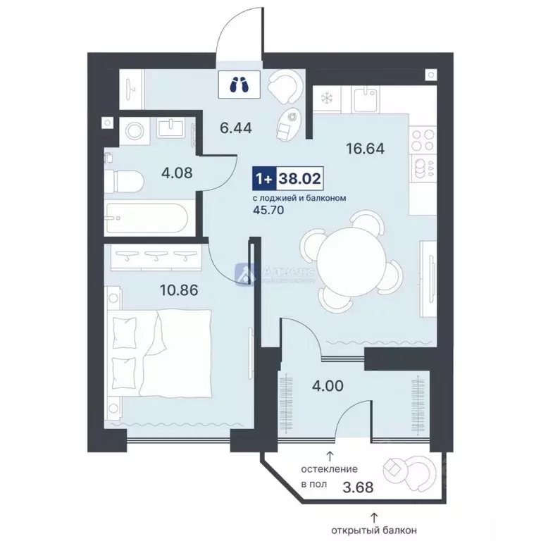 1-к кв. Тюменская область, Тюмень ДОК мкр, ул. Рылеева, 31 (38.02 м) - Фото 1