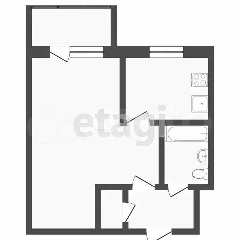 1-к. квартира, 28,3 м, 5/5 эт. - Фото 0