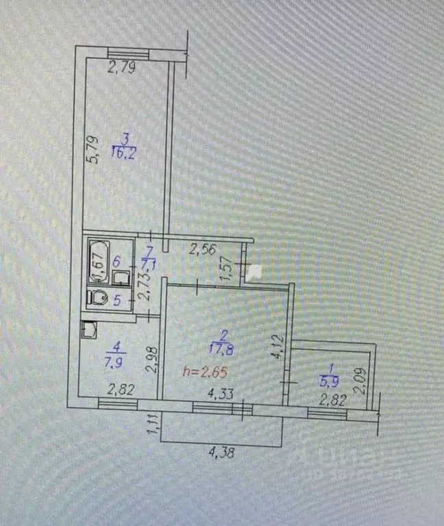 3-к кв. Кемеровская область, Новокузнецк ул. Рокоссовского, 37 (58.8 ... - Фото 1