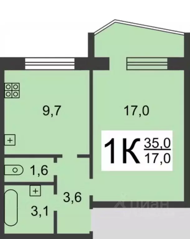 1-к кв. Нижегородская область, Нижний Новгород ул. Ванеева, 110/30 ... - Фото 1