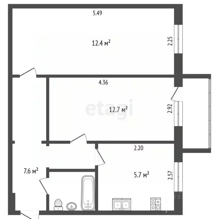 2-к кв. Псковская область, Псков наб. Реки Великой, 4 (43.1 м) - Фото 2