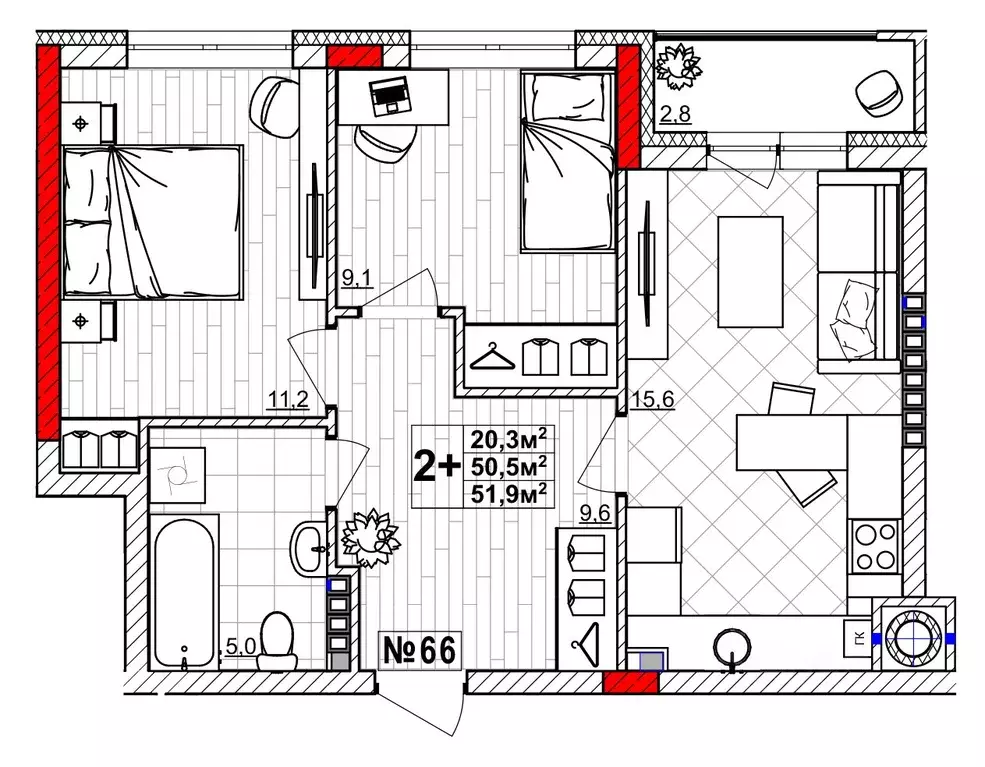 2-к кв. Нижегородская область, Нижний Новгород Смородина жилой ... - Фото 1