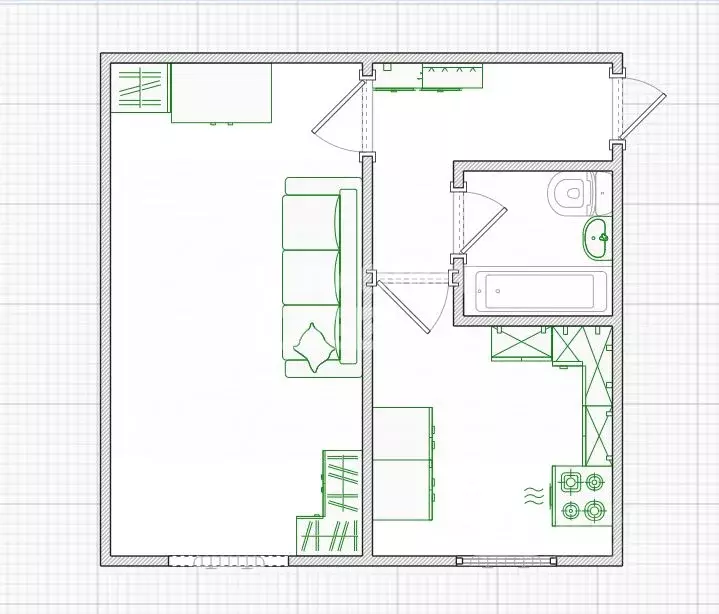 1-к кв. Омская область, Омск ул. Дианова, 7Б (31.2 м) - Фото 2