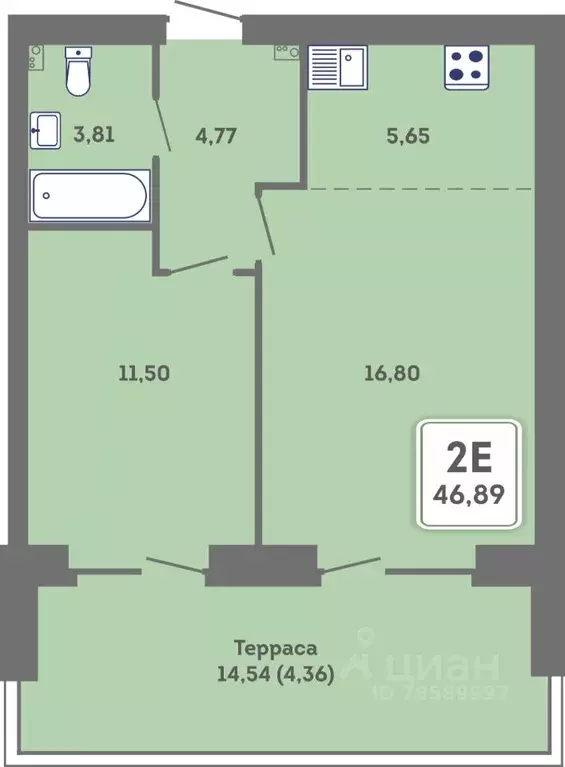 2-к кв. Пермский край, Пермь Кировоградская ул., 28 (57.07 м) - Фото 1