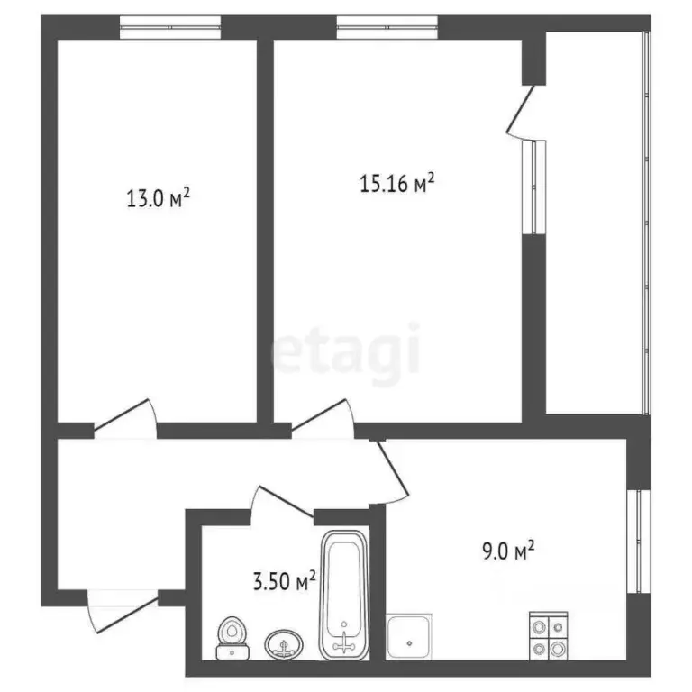 2-к кв. Ростовская область, Батайск ул. Максима Горького, 144 (52.0 м) - Фото 1