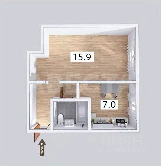 1-к кв. Омская область, Омск ул. 75-й Гвардейской Бригады, 18Б (30.5 ... - Фото 2