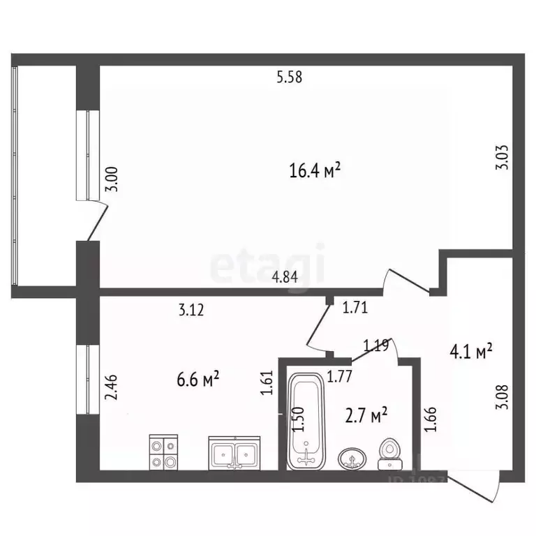 1-к кв. Башкортостан, Стерлитамак ул. Дружбы, 44А (29.8 м) - Фото 2