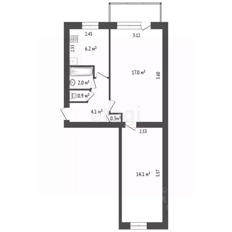 2-к кв. Севастополь просп. Победы, 36 (44.6 м) - Фото 1