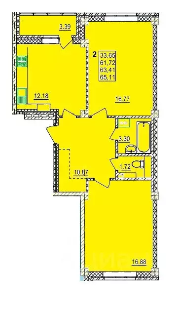 2-к кв. Смоленская область, Смоленск ул. Крупской (63.41 м) - Фото 0