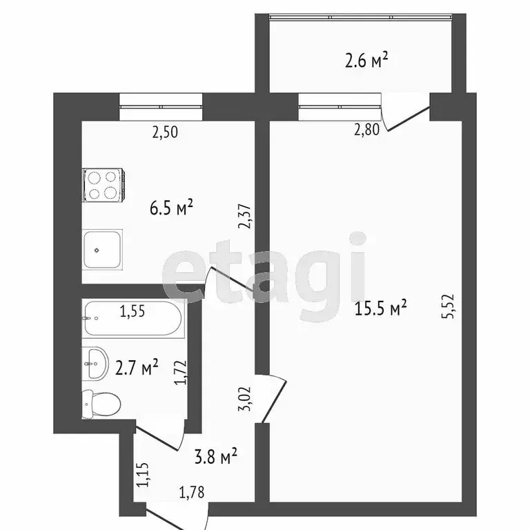1-комнатная квартира: Ишим, улица Карла Маркса, 60 (31 м) - Фото 0