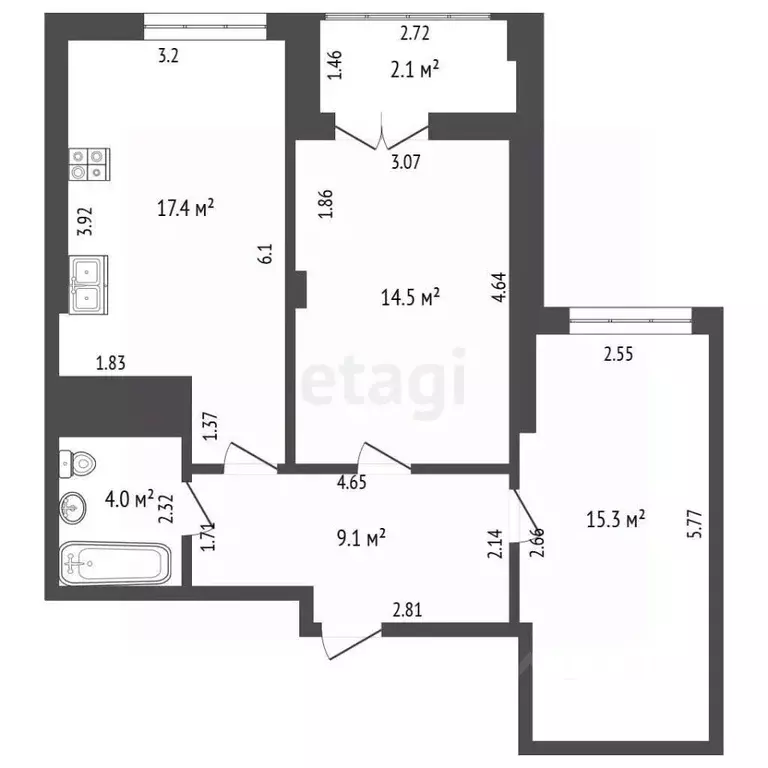 2-к кв. Московская область, Химки Молодежная ул., 7к1 (60.3 м) - Фото 2