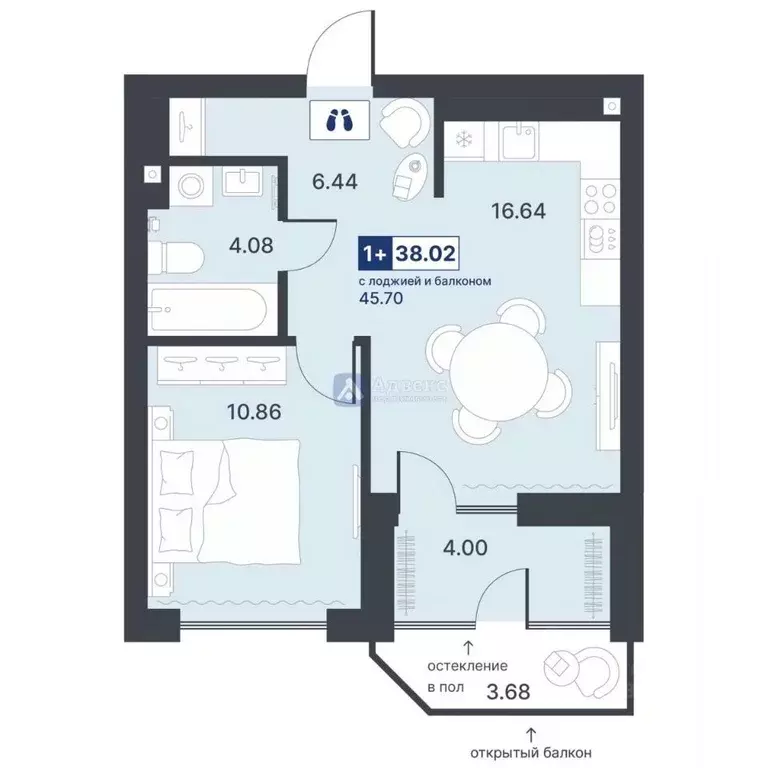 1-к кв. Тюменская область, Тюмень ДОК мкр, ул. Рылеева, 31 (38.02 м) - Фото 1