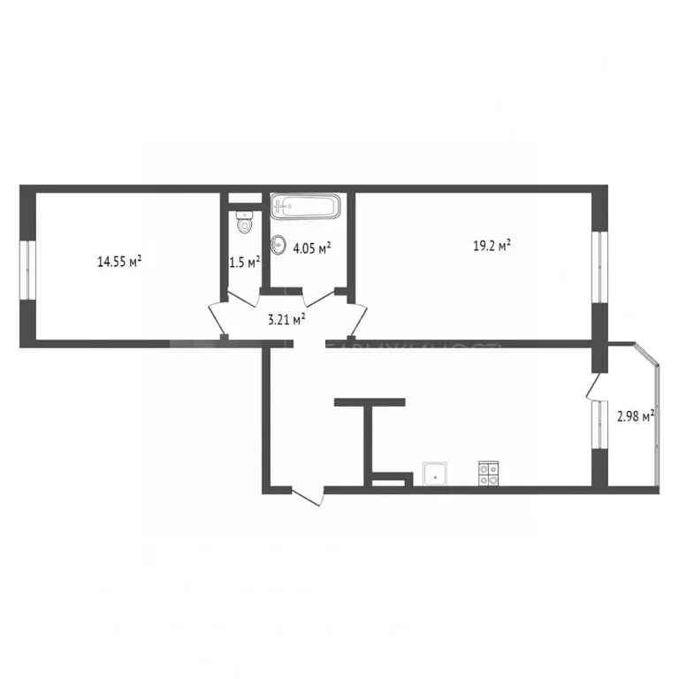 2-к кв. Тюменская область, Тюмень ул. Константина Посьета, 11к1 (67.0 ... - Фото 2