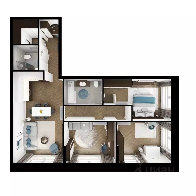 3-к кв. Татарстан, Казань ул. Анаса Тазетдинова, 1к9 (87.8 м) - Фото 1