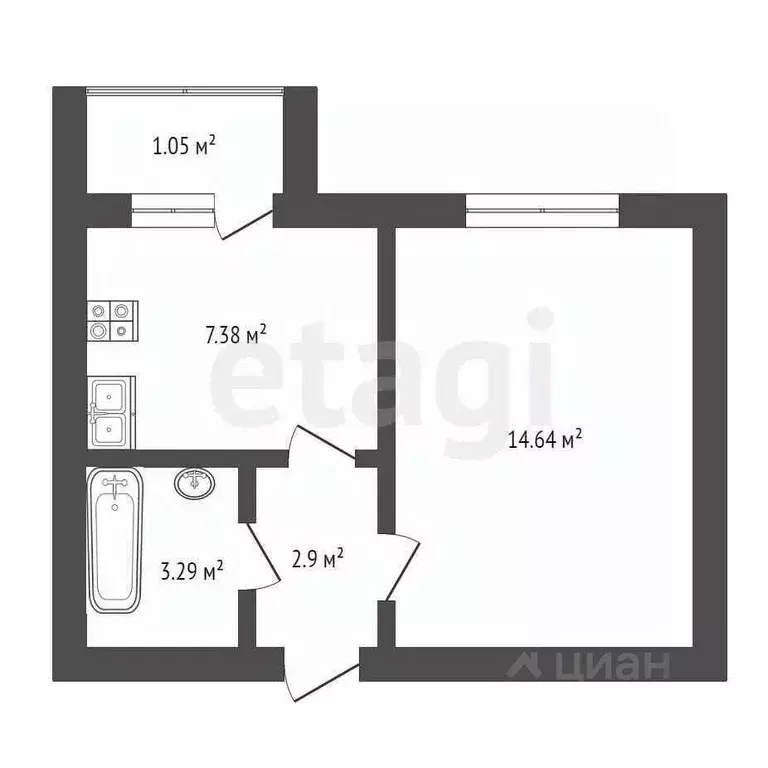 1-к кв. Тамбовская область, Тамбовский муниципальный округ, д. Крутые ... - Фото 2