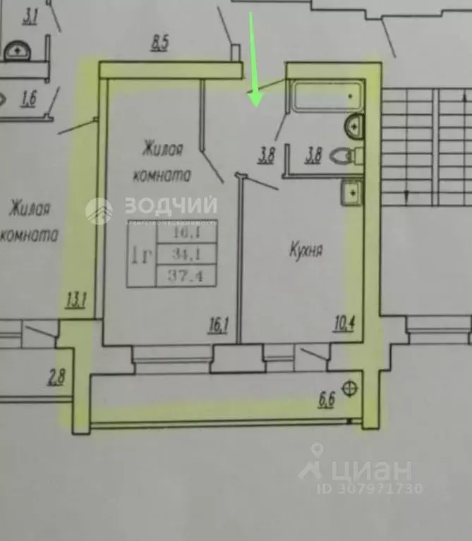 1-к кв. Чувашия, Канаш ул. Чернышевского, 1 (37.4 м) - Фото 0